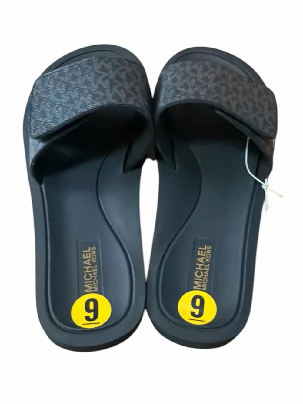 Michael Kors Logo Black Monogram Slide Sandals Size 9